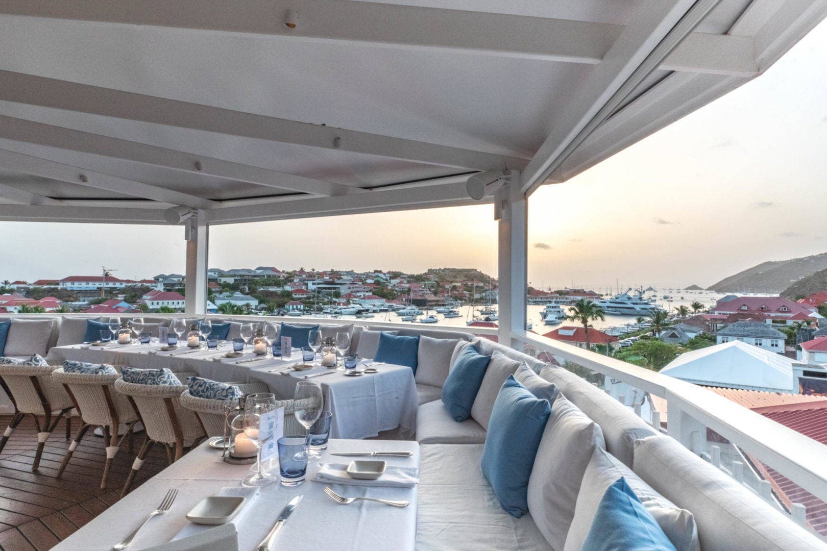 Restaurant table with sea view