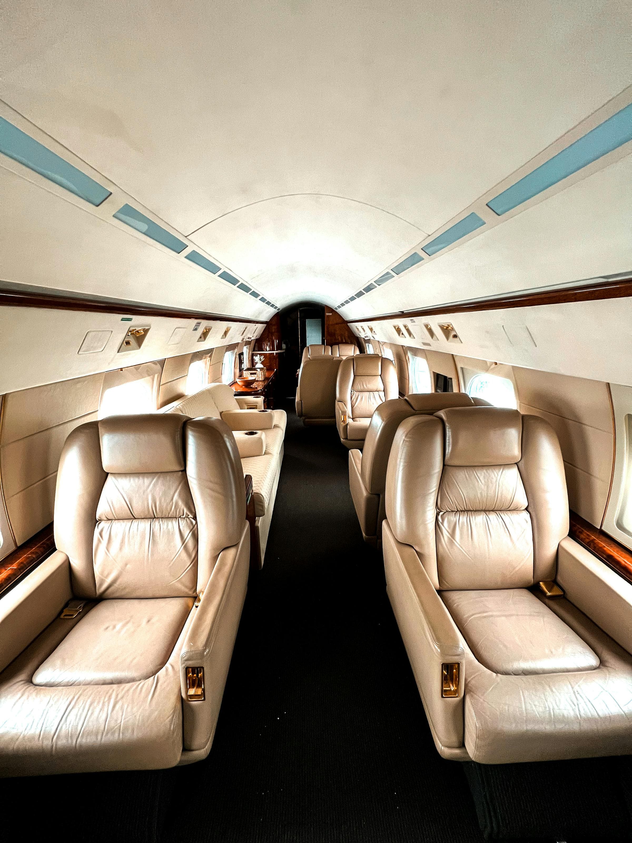 Private jet on runway at golden hour
